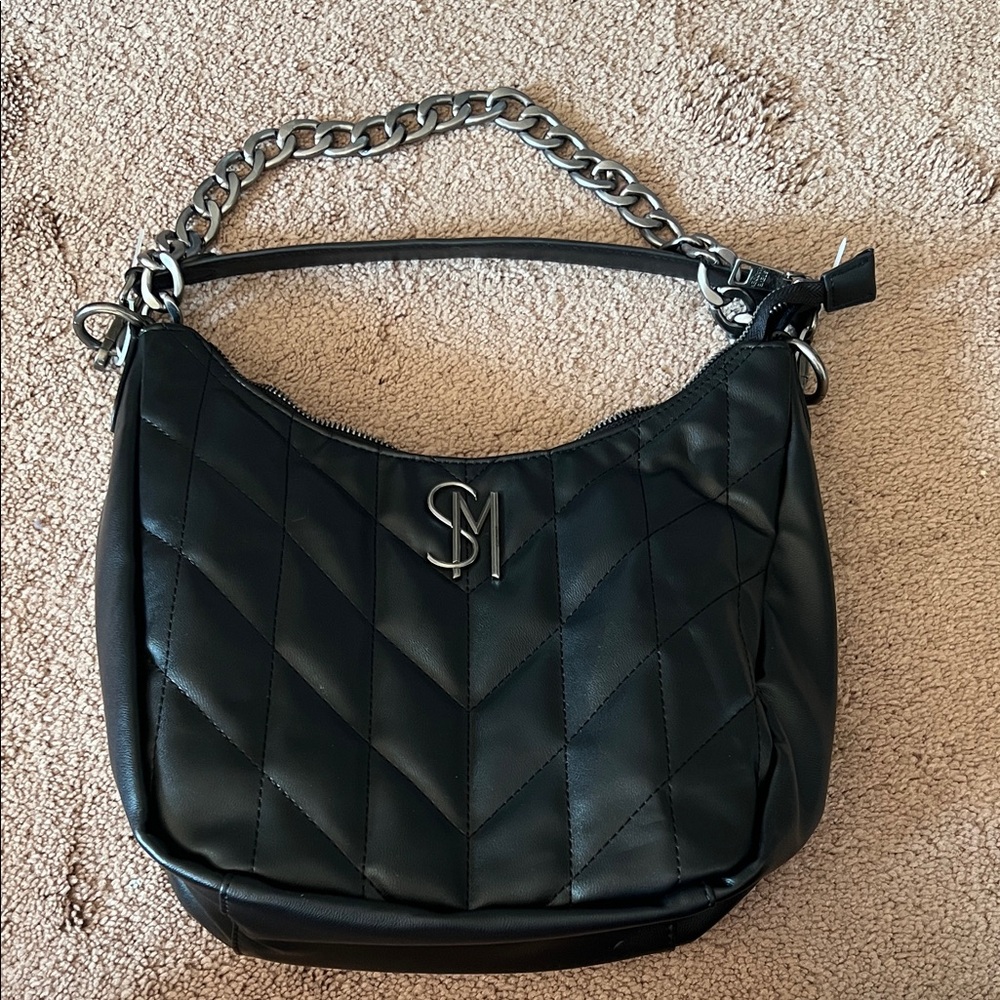 Steve Madden Black Quilted Shoulder Bag with Chain